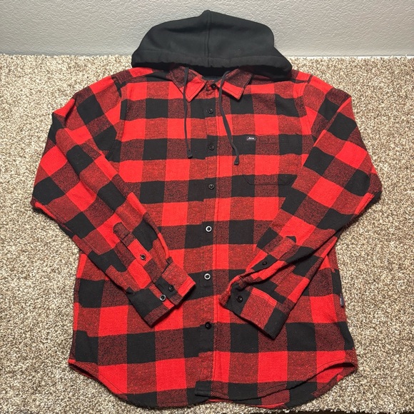 Aeropostale Other - Aeropostale Red and Black Plaid Men's Shirt with Hood